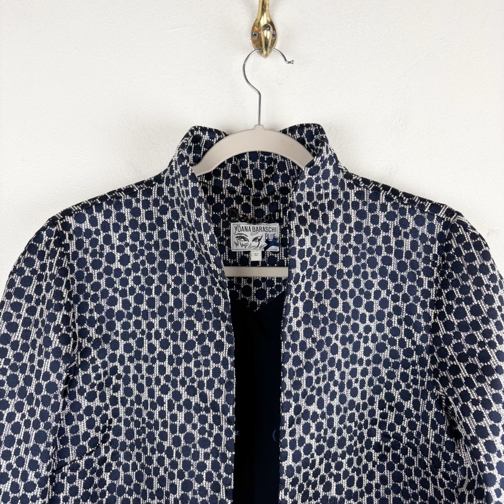 Yoana Baraschi Anthropologie Blue Print Long Line Jacket Sz 12 - Picture 4 of 10